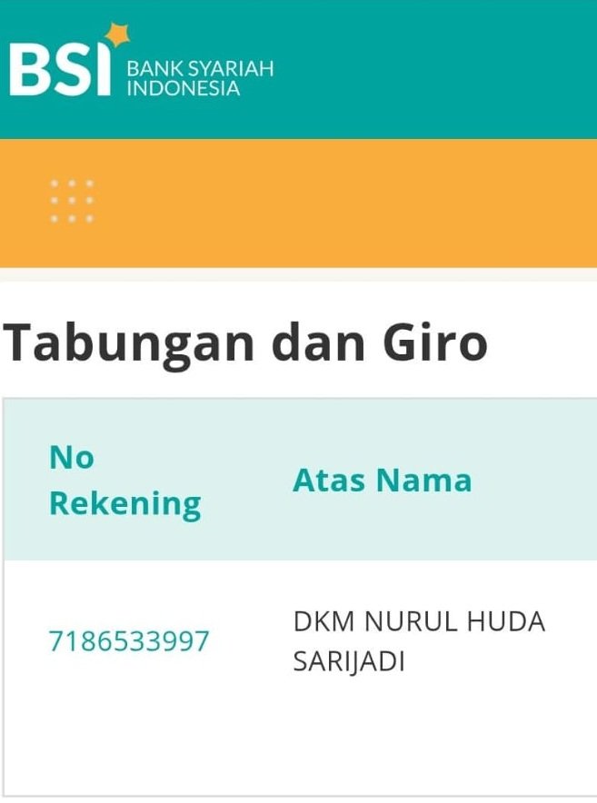 Rekening Donasi Masjid Nurul Huda